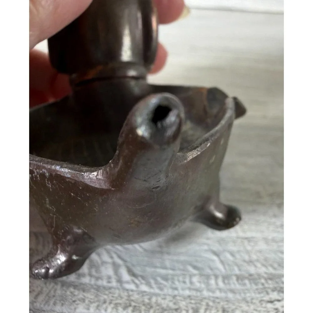 Vtg 1950's Cast Metal Dachshund Wiener Dog Ashtray Figurine Animal Japan 4.5